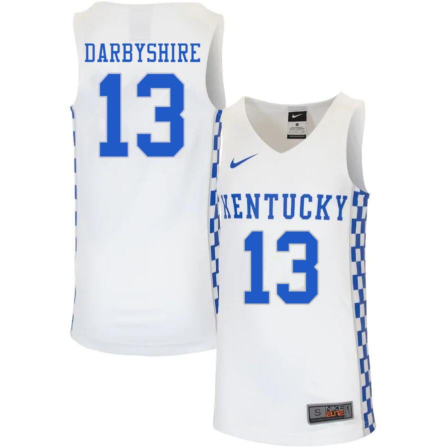 Men #13 Grant Darbyshire Kentucky Wildcats College Basketball Jerseys Sale-White - Click Image to Close